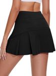 Ibeauti Womens Back Pleated Athletic Tennis Skorts Golf Skirts with 3 Pockets Mesh Shorts for Running Active Workout, 01 Black, Medium