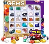 Byncceh Rock Collection Box for Kids - 25 Unique Gemstones- Educational Science Kit, Great STEM Gift for Boys & Girls