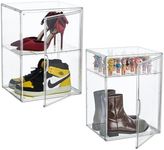 Attelite XX-Large Shoe Storage Boxes, Boot & Shoe Box Organizers with an Adjustable Divider, set of 2, Shoe Boxes Clear Plastic Stackable with Lids, Big Display Storage Box Fit for Men US Size 15