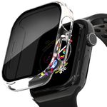 KUYUBMINYR 2 Pack Privacy Case for Apple Watch Screen Protector, Anti-Spy Tempered Glass Film Apple Watch Cover Hard PC Case Bumper for iWatch Series 10 - Clear/Clear 42mm