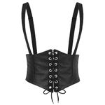 SANSTHS Women Corset Waist Belt, Elastic Wide Renaissance Underbust Corset Women, Steampunk Corset Belt for Hallowee, Black S