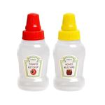 kunya® Mini Small Ketchup Bottles 25ml Refillable Salad Dressing Tomato Sauce Mayo Syrup Squeeze Containers Bottle Lunch box Plastic Portable Squeezable Squirt Condiments Jars Pack Of 2 (Multicolor)