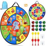 26 Inches Double-sided Foldable Kids Dart Board Set, Maomaoyu Velcro Dart Board for Party Garden Games for Kids with 12 Velcro Balls, Outdoor Toys & Presents for 5 6 7 8 9 10 11 Year Old Boys, Animal