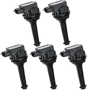 MAS Set of 5 Ignition Coils Pack Replacement for Volvo V70 C70 S60 S70 S80 V70 XC70 XC90 L5 2.3L 2.4L 2.5L C1258 UF341 5C1320