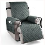 HOKIPO Quilted Recliner Cover for 1 Seater with Side Pockets, Dark Grey (AR-4758-DGRY)