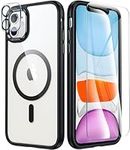 FNTCASE for iPhone 11 Case Clear: Magnetic Slim Drop Protection Anti Yellowing Cell Phone Cover | Wireless Charging Thin Military Grade Shockproof Protective Bumper