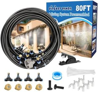 Pre-Assembled Misters for Outside Patio,Outdoor Water Misting Cooling System,80FT|24M.Backyard Mist Kit for Garden,Greenhouse,Deck,Umbrella,Canopy,Pool,Porch.Trampoline Sprinkler,BBQ Party Accessories