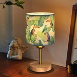 MUCHER Bedside Table Lamp Nightstand Bedroom Lamp with Green Fabric Shade Small Bedside Lamp for Bedroom Living Room Office(Led Bulb Included)