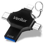 Verilux® 4 in 1 Pendrive 64GB, Flash Drive- 64GB USB Pen Drive for iPhone/iPad/Android- Multi-Interface, High-Speed Transfer & Convenient Portable Design