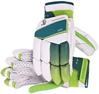 Kookaburra KB Kahuna 600 Adult Left Hand Leather Cricket Batting Gloves (White,Green, Large) | Cotton | for Beginner and Intermediate Players | Lightweight with Good Protection