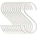 HiGift 12 Pack 5 Inch White S Hooks for Hanging Plants, Large Vinyl Coated S Hooks, Non Slip Heavy Duty S Hooks, Metal White Rubber Coated Closet S Hooks for Hanging Plants Jeans Pot Pan Cups Clothes