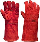 Scan SCAGLOWELRED Welders Gauntlets, Red, 35cm (14in) Cowsplit leather with Kevlar Stitching, Heat Resistant