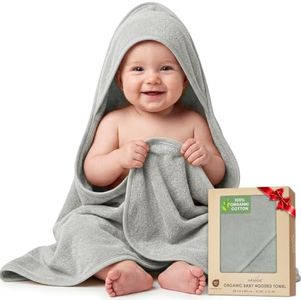 infancie Organic Cotton Low-Twist Woven Hooded Baby Towels, 31x31 Inches, Plush Bath Towels with Hood for Newborns and Kids, Girls & Boys (Moss Green, 31.4" L x 31.4" W)