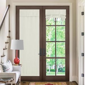 NICETOWN Faux Linen French Door Curtains, Privacy Door Window Curtains Panel for Living Room, French Door Shade for Door Window, Door Window Covering for Bedroom, W30 x L72 Inch, 1 Panel, Natural