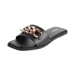 Mochi Womens Synthetic Black Slippers (Size (8 UK (41 EU))