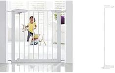 Lindam by Munchkin Safety Gate Ethos Baby Gate For Doors And Stairs, Child Stair Gate For Widths, 79-86cm. (Stair Gate + 7 cm Extension, White)