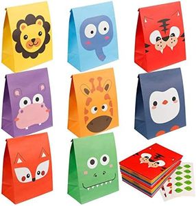 Mocoosy 24 Pieces Animal Party Favor Bags - Kids Goodie Bags for Birthday Party, Animal Candy Treat Bags Colorful Party Paper Gift Bags for Jungle Safari Theme Birthday Party Baby Shower Supplies