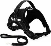 Kraftidy Dog Harness with Name id Customized for Dogs Small Puppy Medium & Large All Breeds Harness Reflective Adjustable Belt Vest Harness (with Dog Name) (Black) (Large Dogs)