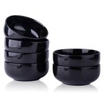 AmorArc Stoneware Cereal Bowls Set for kitchen, 22oz Ceramic Deep Soup Bowls Set of 6, Black Bowls Set for Breakfast, Lunch, Dinner. Microwave&Dishwasher Safe, Black
