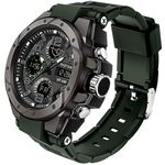 Military Watches for Men Waterproof Tactical Mens Dual-Display Watch Sports Digital Wristwatch LED Stopwatch