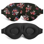 3D Sleep Mask, 100% Blackout 3D Contoured Sleep Eye Mask, Comfortable & Super Soft Sleeping Mask with Adjustable Straps for Women, Men, Sleeping Travel Yoga Naps (Floral)