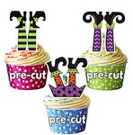 AK Giftshop PRE-CUT Halloween Witches Legs Edible Cupcake Toppers/Cake Decorations (Pack of 12)