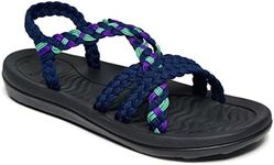 MEGNYA Comfortable Shoes for Women, Summer Waterproof Arch Support Slide Sandals with Adjustable Straps, Women's Walking Sandals for Beach Travel Hiking Navy Blue Size 11