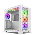 Ant Esports Crystal XL Mid-Tower Computer Case/Gaming Cabinet - White | Support ATX, Micro-ATX, Mini-ITX | Pre-Installed 3 Side Fans and 1 Rear Fan