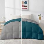 Razzai 500 GSM Winter Comforter Premium Collection Quilted Revesible Comforter (90" x 90" Inches/228cm x 228cm) - Queen Size Comforter|Silver/Teal