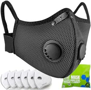 BASE CAMP Silver and Black Upgrade M Plus Dust Mask, Reusable Respirator Face Mask with 6 Activated Carbon Filters, Safety Work Masks for Woodworking, Construction, Yard Lawn Paint, Dust