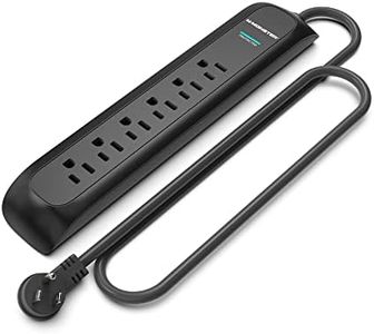 Monster 3ft Black Power Strip and Tower Surge Protector, Heavy Duty Protection, 300 Joule Rating and 6 120V-Outlets - Ideal for Computers, Home Theatre, Home Appliances, and Office Equipment