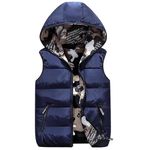 Kids Hooded Gilets Down Body Warmers Reversible Jacket Sleeveless Camouflage Winter Coat Blue