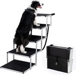 KELIXU Dog Car Ramp, Extra Wide Dog Steps for Cars and SUV with Extra Support Bars, Large Dog Stairs Pet Ramp for Trucks, High Beds, Lightweight Aluminum Frame with Non-Slip Surface Support 180 LBS