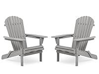 Wooden Outdoor Folding Adirondack Chair Set of 2, Half Assembled, Lounge Chair for Patio Garden Lawn Backyard Deck Pool Beach, Cedar Wood