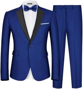 MAGE MALE Men's 2 Piece Suit Notched Lapel One Button Slim Fit Formal Wedding Prom Tuxedo Suits Blazer Pants with Bow Tie Set