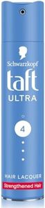 Schwarzkopf TAFT Ultra Hairspray For Strengthened Hair Hold 4, Lasts 24 Hours, Protects From Wind And Humidity, No Stickiness, Easy To Brush Out, For Salon Like Finish - 250Ml