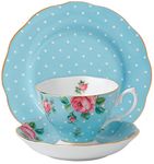 Royal Albert Polka Blue 3-Piece Set (Teacup, Saucer & Plate 8")