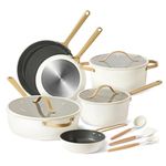 CAROTE 12PCS Saudi Collection Nonstick Cookware Set, Pots and Pans Set Non Stick, Dishwasher Safe, Oven Safe Up to 500°F, Cream and Gold