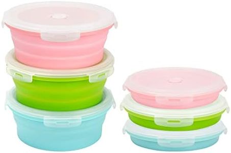 trrcylp 3Pack Collapsible Silicone Food Storage Containers with Lid Foldable Lunch Bowls for Microwave Freezer Dishwasher Safe (800ml Round)