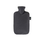 Fashy Hot Water Bottle with Fleece Cover, fabric, Charcoal, 1 Piece