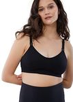 Ingrid & Isabel Basics Nursing and Pumping Bra, Comfortable Wireless Support, Black, M