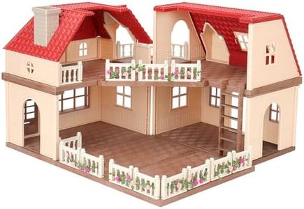 Family Cozy Cabin Doll house Playset, Dollhouse Furniture and Accessories,DIY Cottage Pretend Play dollhouses, for Toddlers, Boys & Girls
