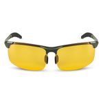 AMBEYE Y2K Gun-Black Night Vision Glasses Driving Googles UV400 HD Anti-Glare Yellow Tint Lens & Anti-Slip Rubber Sleeves for Cycling Commute Nylon Case Car Visor Clip Men Women Nighttime Long Drives