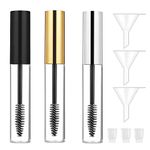 Hoyecl 3pcs 10ml Empty Mascara Tube Wand Eyelash Cream Container Bottle for Castor Oil and DIY Cosmetics，Includes 3 Rubber Inserts 3 Funnels