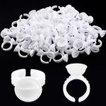 Glue Rings 200PCS Eyelash Extensions Glue Rings Disposable Ring Cups Eyelash Extension Lash Glue Cups Accessories Adhesive Pigment Holders Eyelash Extension Suppilies Adjustable Ring (White)