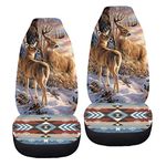 WELLFLYHOM Camo Deer Car Seat Cover for Women Southwest Aztec Car Accessories Auto Seat Covers Set of 2 Native Tribal Ethnic Front Seats Bucket Protector Universal Fit Truck SUV Van