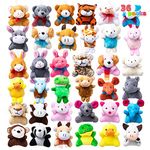 JOYIN 36 Pack Mini Animal Plush Toy Assortment 2.5-3”(6.4-7.6cm Each), Bulk Stuffed Animals Party Favors for Kids, Small Animals Plush Keychain Decoration, Carnival Prizes, Party Bag Fillers for Kids