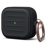 elago Armed Case with Keychain Compatible with AirPods 3, Supports Wireless Re-Charging, Shock Resistant and Provides Full Protection (Black)