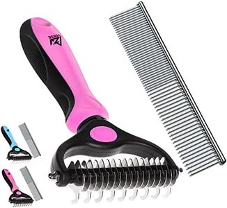 VERSE Pet Undercoat Rake - The Ultimate Double-Sided Dog Comb For Shedding Hair - Pet Comb For Cat and Dog Grooming - Dematting & Detangling Hair Removing Tool, Cat Brush - Dog Brush, Cat Hair Remover (Pink)