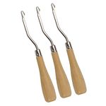 3 Pcs 6.5 Inch Wooden Bent Latch Hook Supplies Tool for Rug Making and Other Crafts